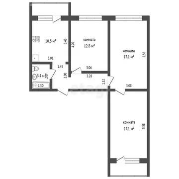 3-комнатная квартира: Самара, Дачная улица, 7 (70.2 м)