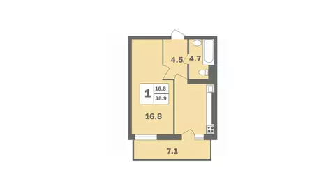 1-к кв. Башкортостан, Уфа Дагестанская ул., лит11 (38.9 м)