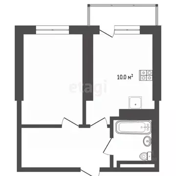 1-к кв. Тюменская область, Тюмень Таежная ул., 2 (34.9 м)