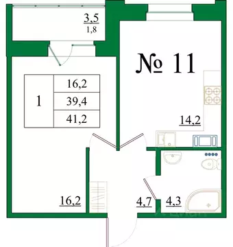 1-к кв. Ленинградская область, Гатчина Красносельское ш., 4Ак1 (41.2 ...
