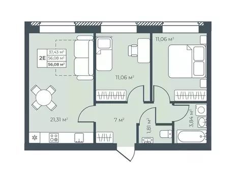2-к кв. Воронежская область, Павловск ул. Свободы, 29 (56.08 м)