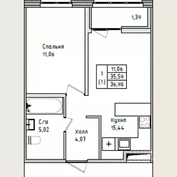 1-к кв. Ленинградская область, Всеволожск Южный мкр, ул. Крымская, 3 ...