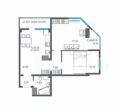 2-к кв. Крым, Ялта ул. Кирова, 155Ак1 (64.07 м)