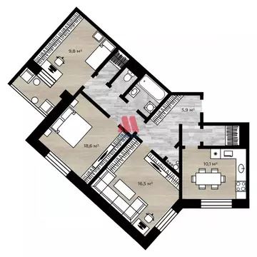 3-к кв. Ярославская область, Ярославль Ленинградский просп., 74к3 ...