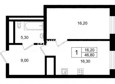 1-комнатная квартира: Санкт-Петербург, Зеленогорская улица, 3 (46.8 м)