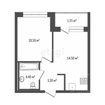 1-к кв. Тюменская область, Тюмень Полевая ул., 117к4 (32.6 м)