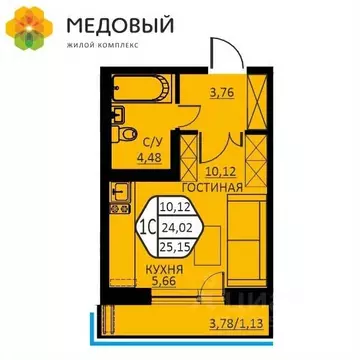 1-к кв. Пермский край, д. Кондратово ул. Н.М. Яблокова, 4 (25.15 м)