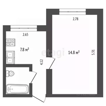 1-к кв. Вологодская область, Вологда ул. Ударников, 21А (25.5 м)