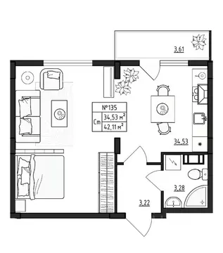 1-к кв. Ленинградская область, Гатчинский муниципальный округ, д. ...
