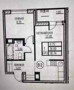 2-к кв. Ленинградская область, Мурино Всеволожский район, просп. ...
