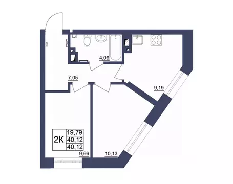 2-к кв. Башкортостан, Уфа Космос жилой комплекс, лит1 (39.96 м)