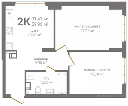 2-к кв. Нижегородская область, Нижний Новгород KM Печерский жилой ...
