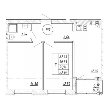 2-к кв. Калининградская область, Зеленоградск пос. Малиновка,  (53.28 ...