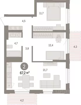 2-к кв. Липецкая область, Липецк пл. Петра Великого, 1 (67.2 м)