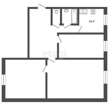 3-комнатная квартира: Якоть, 4 (57.9 м)