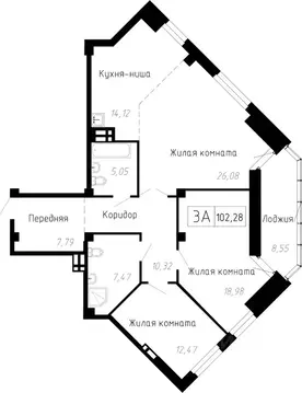 3-к кв. Приморский край, Владивосток Чайка мкр, Чайка жилой комплекс ...