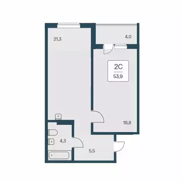 2-к кв. Новосибирская область, Новосибирск Кедровая ул., 80/3 (53.9 м)