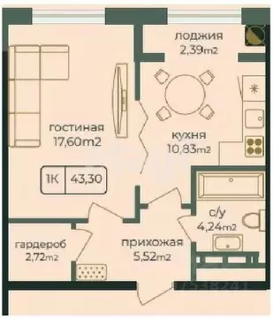 1-к кв. Дагестан, Каспийск просп. Акулиничева (43.2 м)