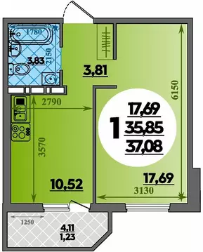 1-комнатная квартира: Краснодар, жилой район Восточный, жилой комплекс ...