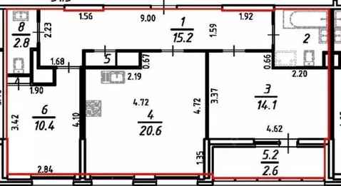2-к кв. Санкт-Петербург ул. Крыленко, 1к1с2 (68.0 м)