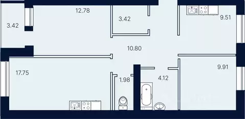 3-к кв. Саратовская область, Саратов ул. Имени Николая Егорова (73.69 ...
