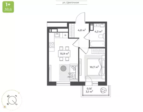 1-к кв. Тверская область, Тверь Соминка мкр,  (36.4 м)