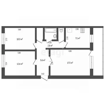 3-к кв. Тюменская область, Тюмень ул. Спорта, 91 (60.8 м)