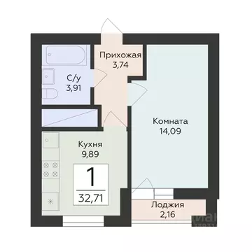 1-к кв. Самарская область, Самара ул. Советской Армии, 242 (32.71 м)