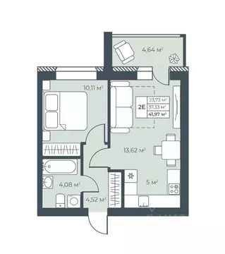 2-к кв. Нижегородская область, Выкса инженера Шухова кв-л,  (41.97 м)
