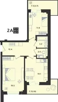 2-к кв. Псковская область, Псковский район, Завеличенская волость, д. ...