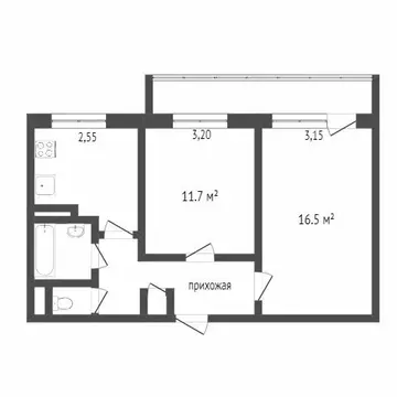 2-комнатная квартира: Белгород, улица Победы, 83 (45.5 м)