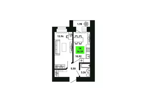 1-к кв. Кировская область, Кирово-Чепецкий район, Федяковское с/пос, ...