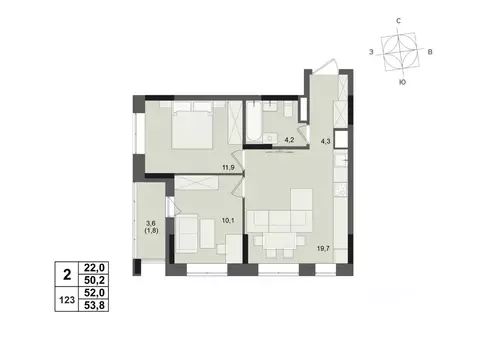2-к кв. Удмуртия, Ижевск ул. Леваневского (52.0 м)