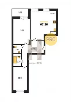 2-к кв. Воронежская область, Воронеж ул. Рокоссовского, 47 (67.2 м)
