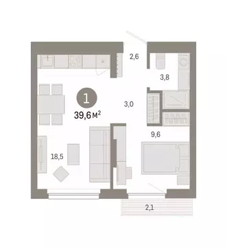 1-к кв. Новосибирская область, Новосибирск Лебедевский кв-л, 1/4 (39.6 ...