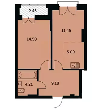 2-к кв. Новосибирская область, Новосибирск ул. Шевченко, 19/1к3 (45.66 ...