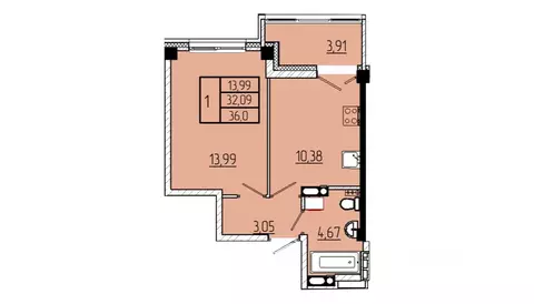 1-к кв. Омская область, Омск Волгоградская ул., с3 (36.0 м)