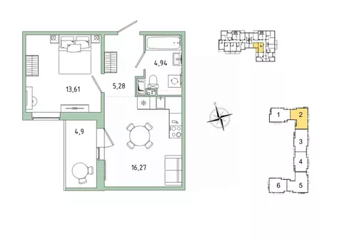 1-к кв. Ленинградская область, Гатчина Въезд мкр,  (42.55 м)