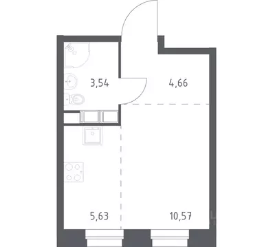 Студия Москва д. Столбово, Эко Бунино жилой комплекс, 13 (24.4 м)