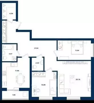 3-к кв. Башкортостан, Уфа бул. Давлеткильдеева, 5 (87.4 м)