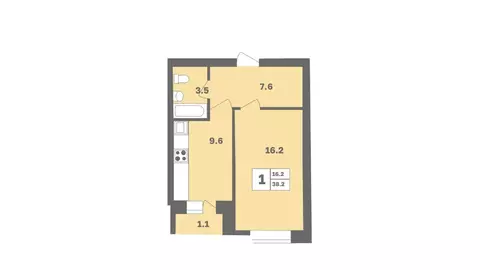 1-к кв. Башкортостан, Уфа Дагестанская ул., лит13 (38.2 м)