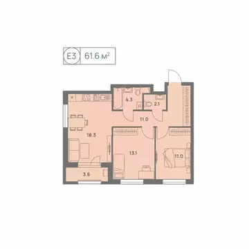 3-к кв. Пермский край, Пермь Трамвайная ул., 27 (61.6 м)