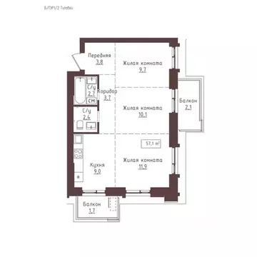 3-к кв. Алтайский край, Барнаул ул. Папанинцев, 155 (57.1 м)