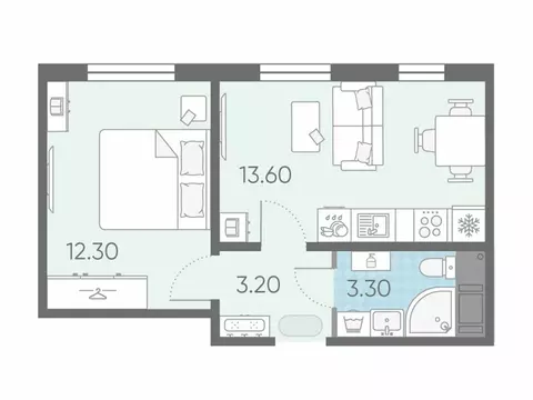1-комнатная квартира: Ковалёво, улица Александра Разгонина, 1к3 (32.3 ...