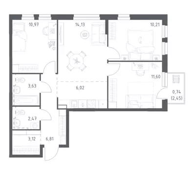 3-к кв. Башкортостан, Уфа Дема жилрайон, Новая Дема жилой комплекс, ...