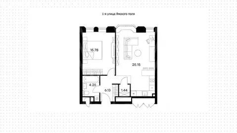 1-комнатная квартира: Москва, 1-я улица Ямского Поля, 26 (53 м)