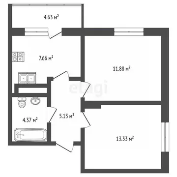 2-к кв. Марий Эл, Йошкар-Ола проезд Прибрежный, 10 (42.0 м)