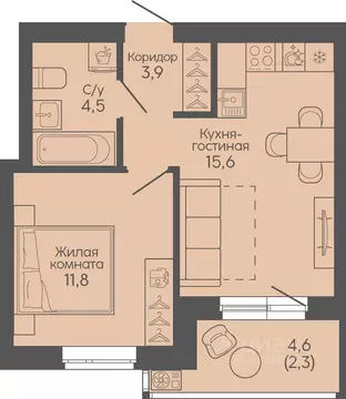 1-к кв. Волгоградская область, Волгоград Трехгорная ул., 27 (38.1 м)