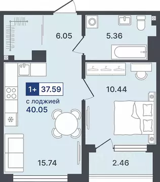 1-к кв. Тюменская область, Тюмень ул. Алексея Сергиенко, 1 (37.59 м)