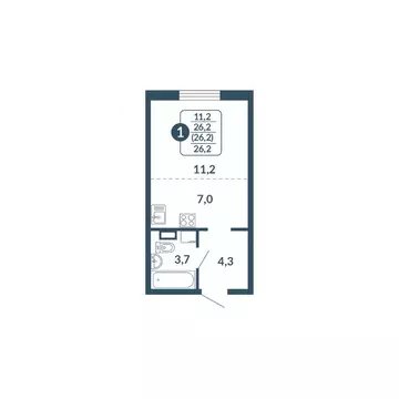 1-к кв. Кировская область, Киров Скандинавия жилой комплекс (26.2 м)